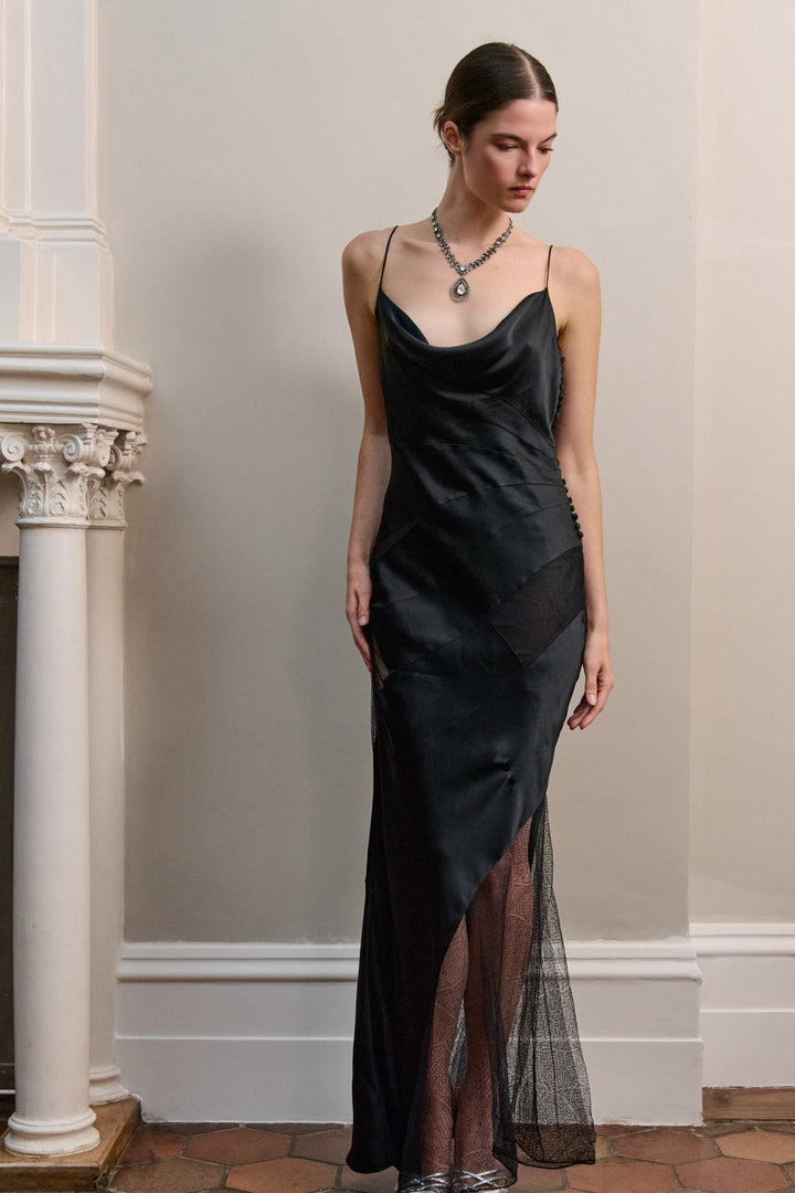 A Christian Dior Bias-cut Black Lace and Satin Dress by John Galliano (c. 2001)