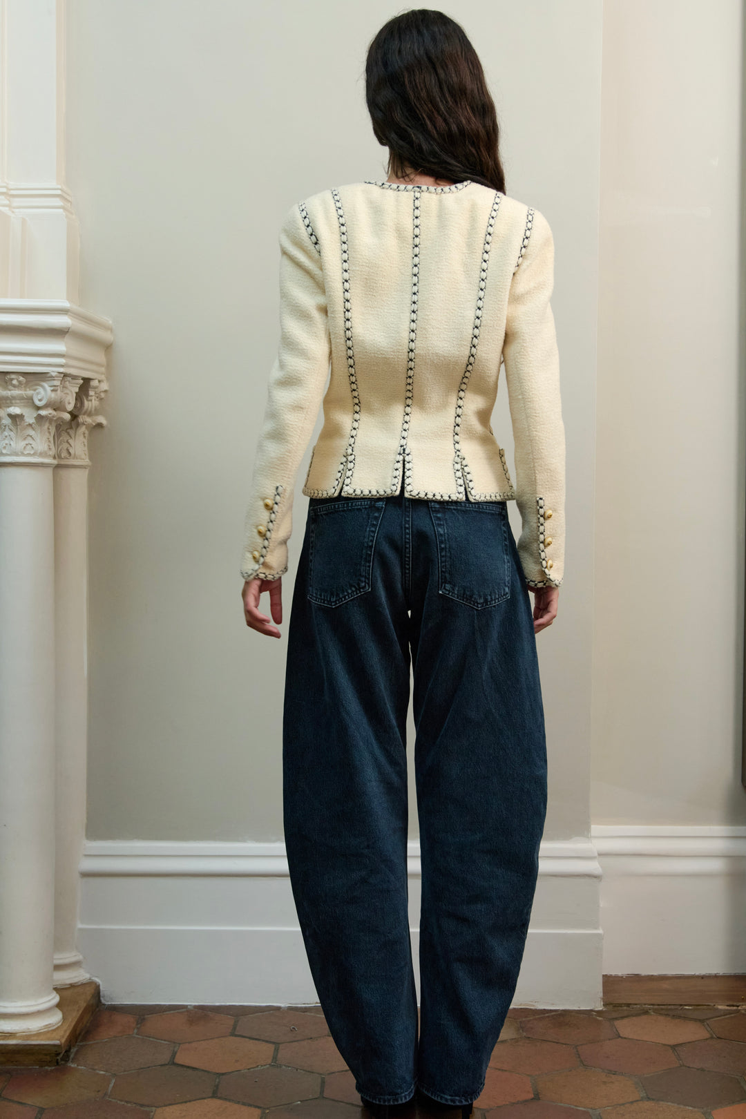 Chanel Cream Bouclé Corset-Trim Jacket by Karl Lagerfeld (AW 1993)