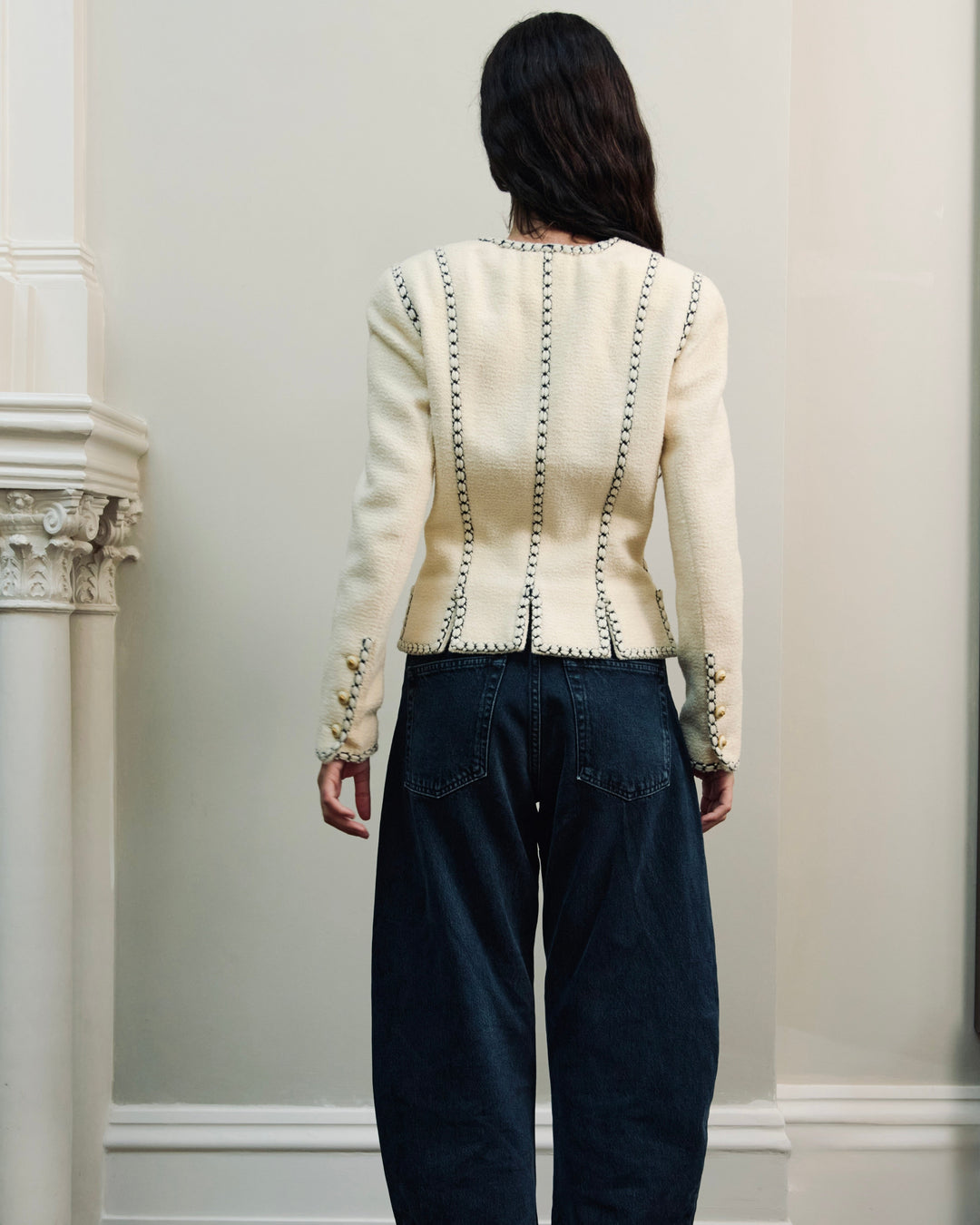 Chanel Cream Bouclé Corset-Trim Jacket by Karl Lagerfeld (AW 1993)