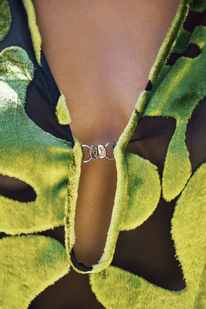Gucci Green Dévoré Velvet Mini Dress by Tom Ford (SS 1996)