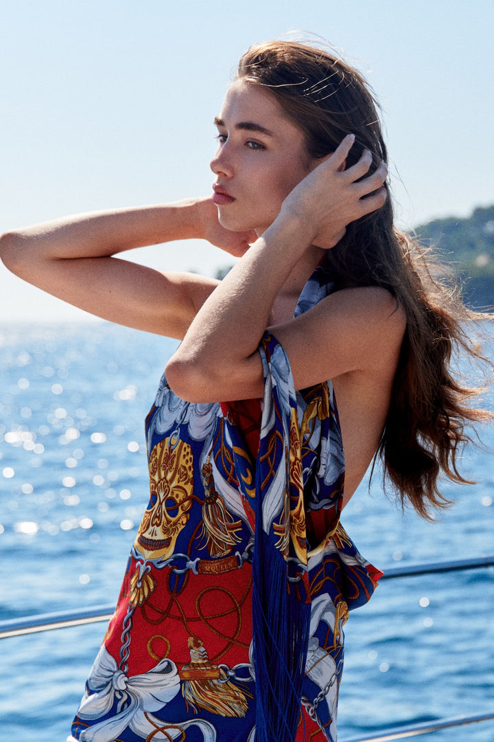 Alexander McQueen Nautical Skull Print Silk Dress (c. 2008)