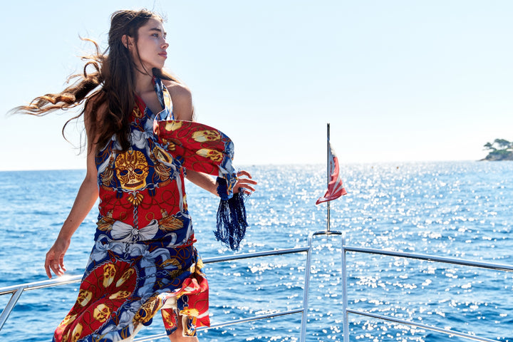 Alexander McQueen Nautical Skull Print Silk Dress (c. 2008)