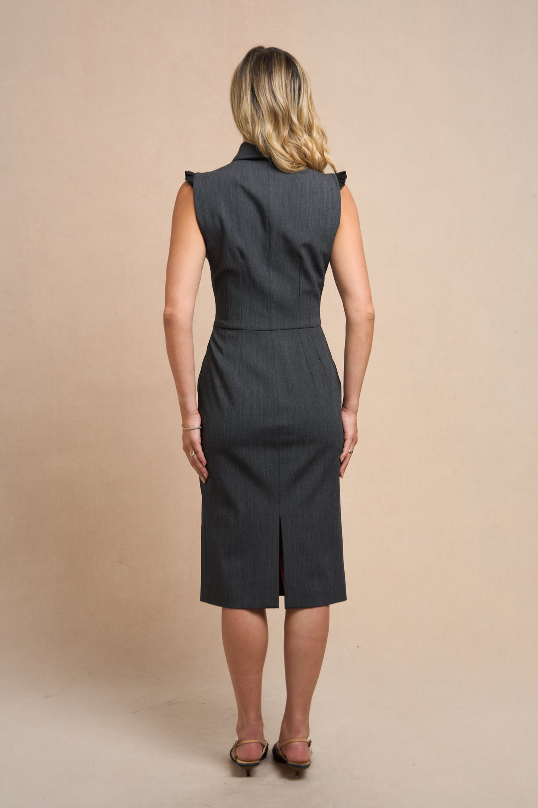 Dolce & Gabbana Grey Herringbone Midi Dress (c. 2007)