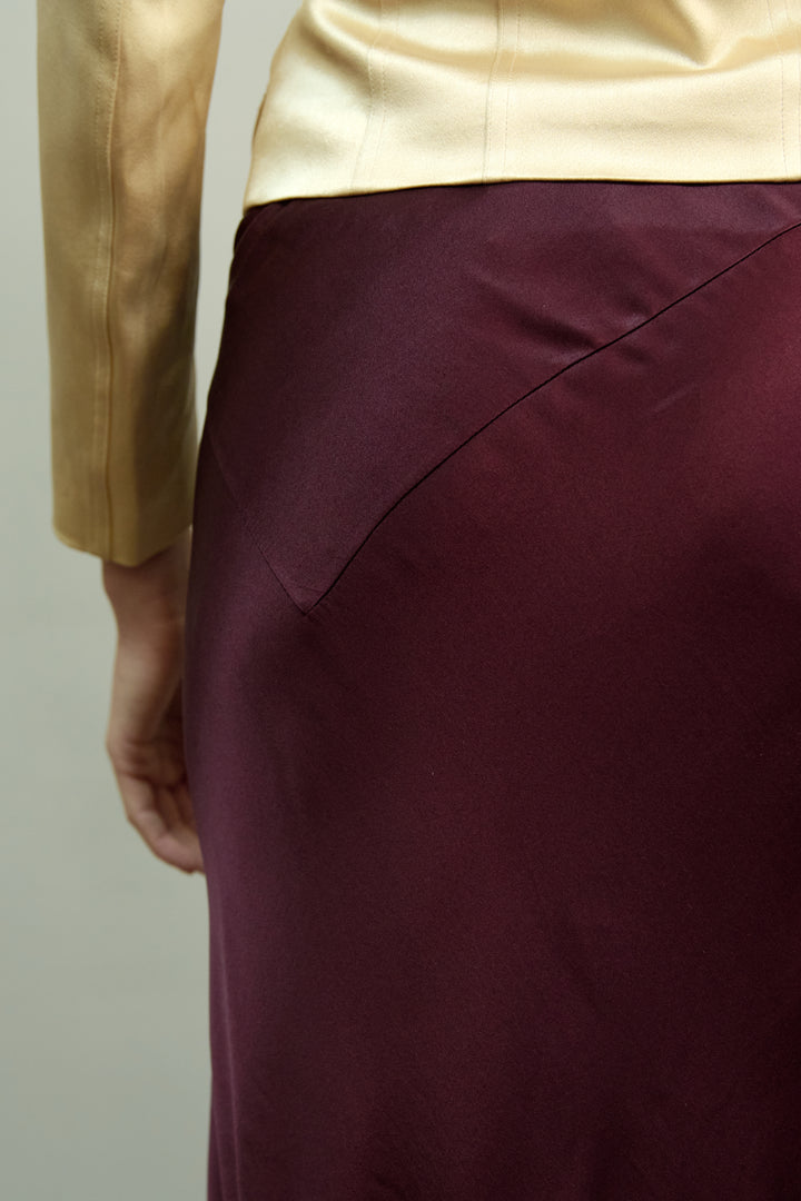 Christian Dior by John Galliano Burgundy Ruffled Satin Skirt (AW 2004)