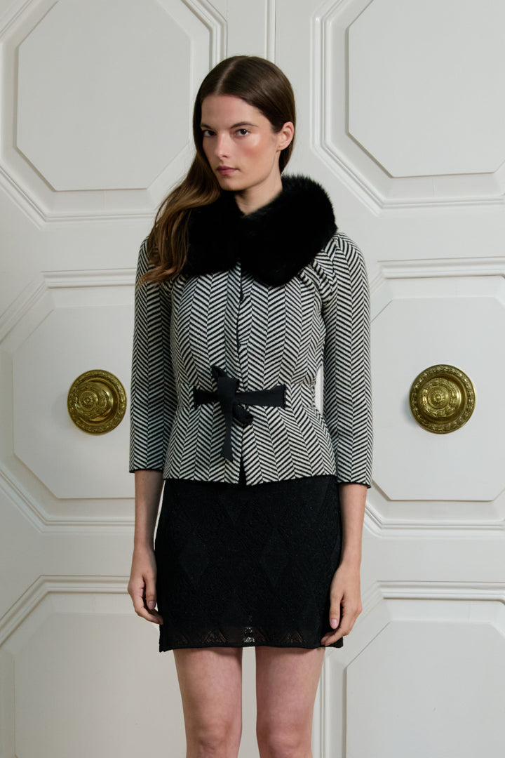 Christian Dior Herringbone Fur Collar Jacket  by John Galliano (AW 2009)