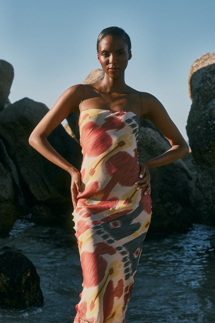 Christian Dior Printed Chiffon Bias Cut Dress by John Galliano (c. 2001)