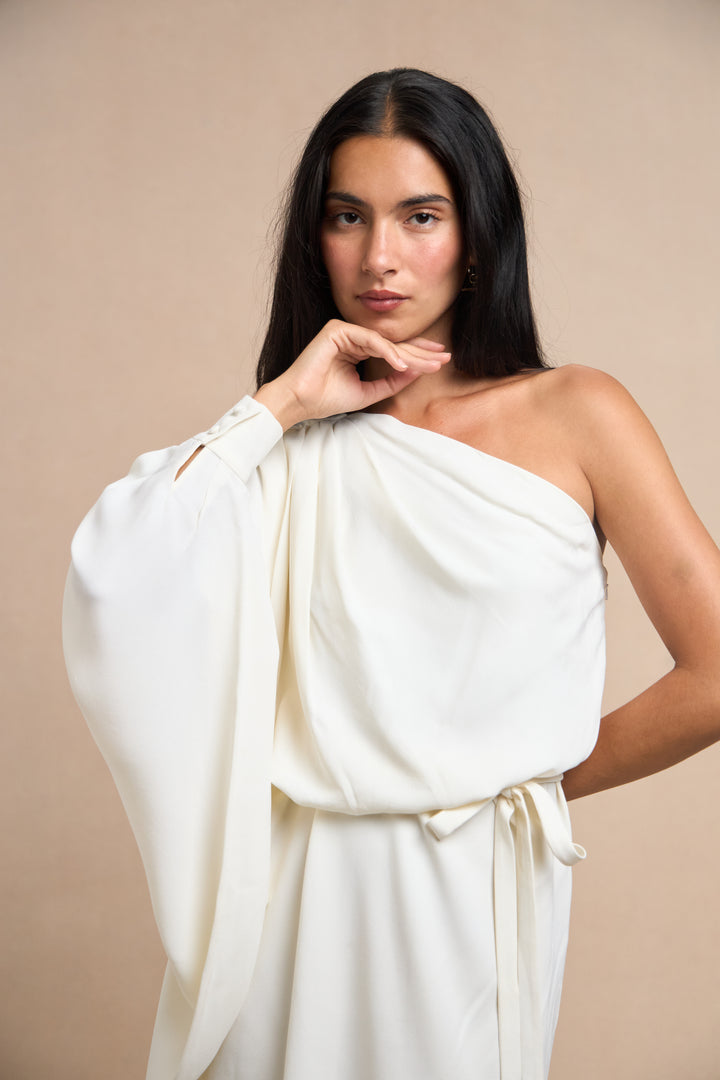 Christian Dior White Crêpe One-Sleeve Dress by John Galliano (SS 2011)