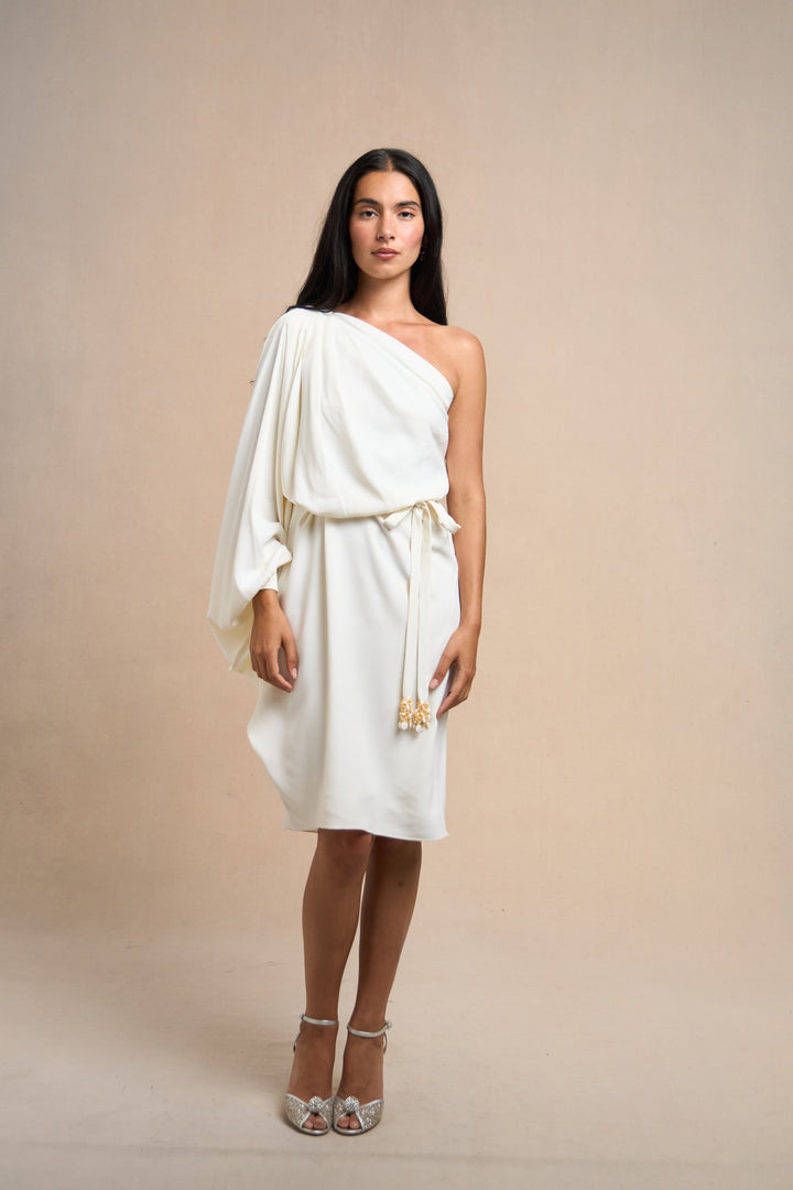 Christian Dior White Crêpe One-Sleeve Dress by John Galliano (SS 2011)