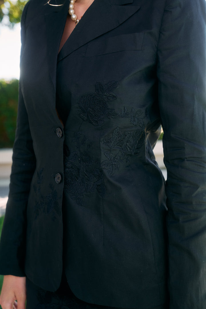Alexander McQueen Embroidered Black Skirt Suit (SS 1998)