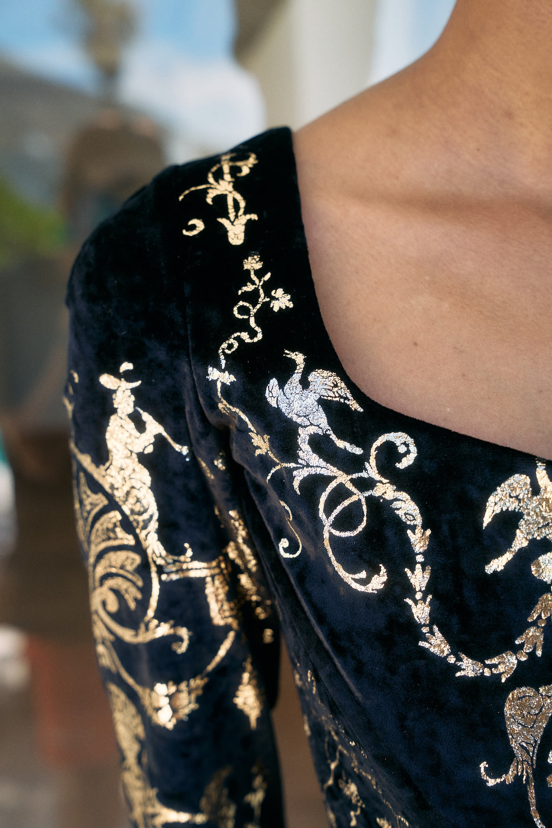 Vivienne Westwood Black Velvet Boulle Print Long Sleeve Corset (AW 1990)