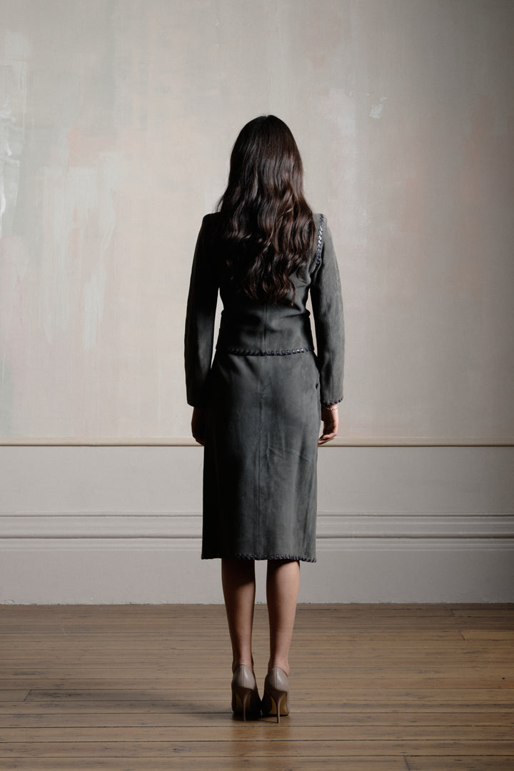 Yves Saint Laurent Haute Couture Suede Set and Silk Blouse (SS 1999)