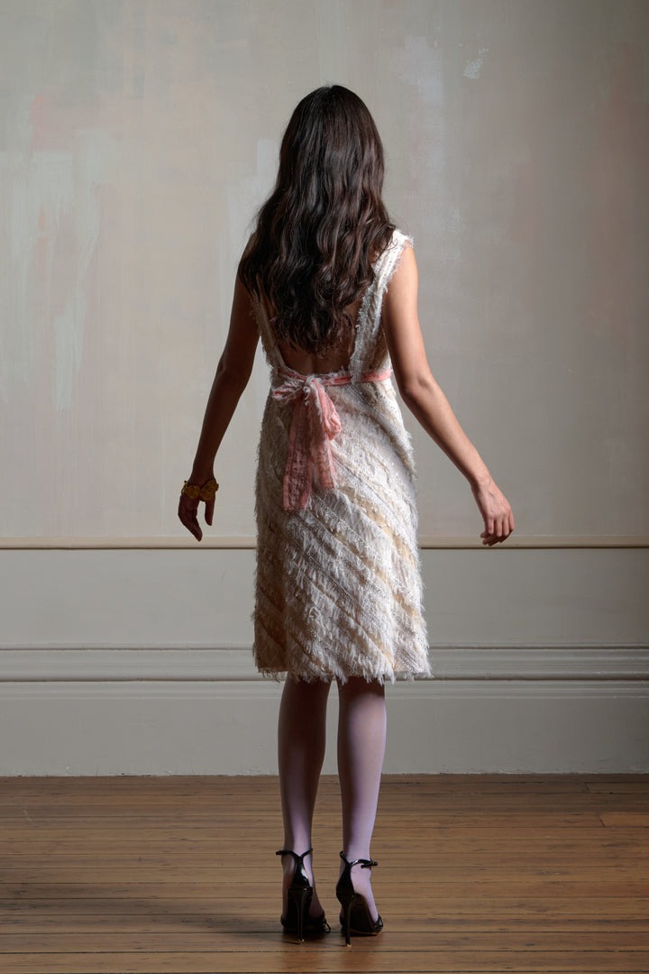 Nina Ricci Fringed Chiffon Embellished Cocktail Dress (c. 2010s)