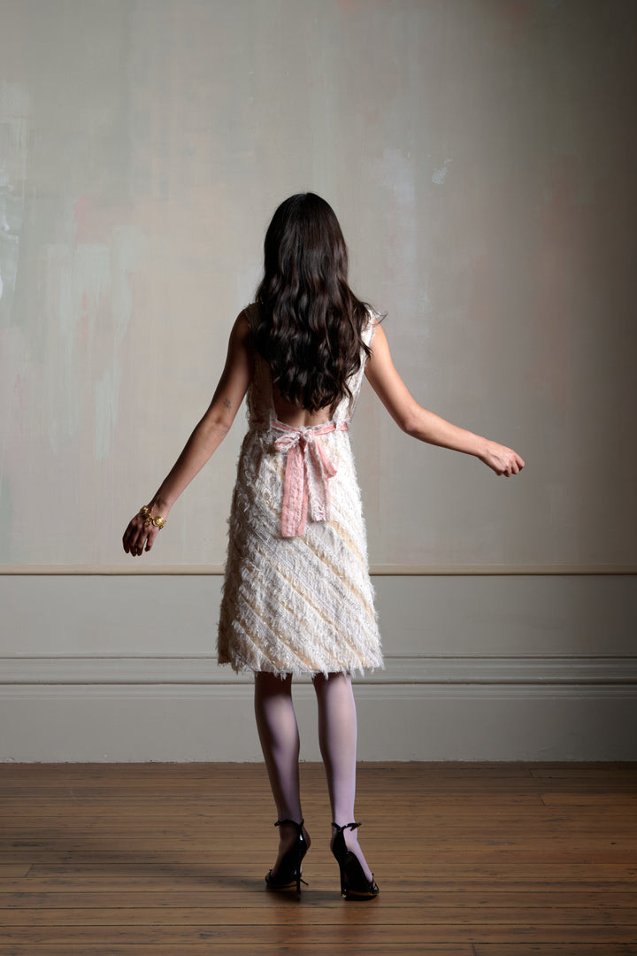 Nina Ricci Fringed Chiffon Embellished Cocktail Dress (c. 2010s)