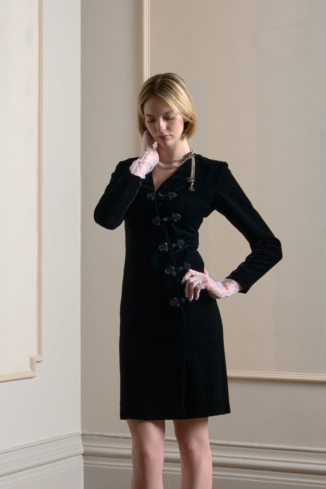 Yves Saint Laurent Black Velvet Dress (c. 1990s)