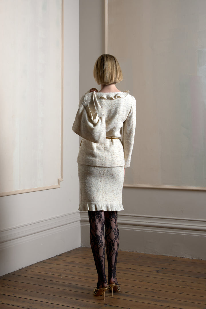 Chanel Ivory Tweed Suit with Matching Pouch Bag by Karl Lagerfeld (AW 1999)