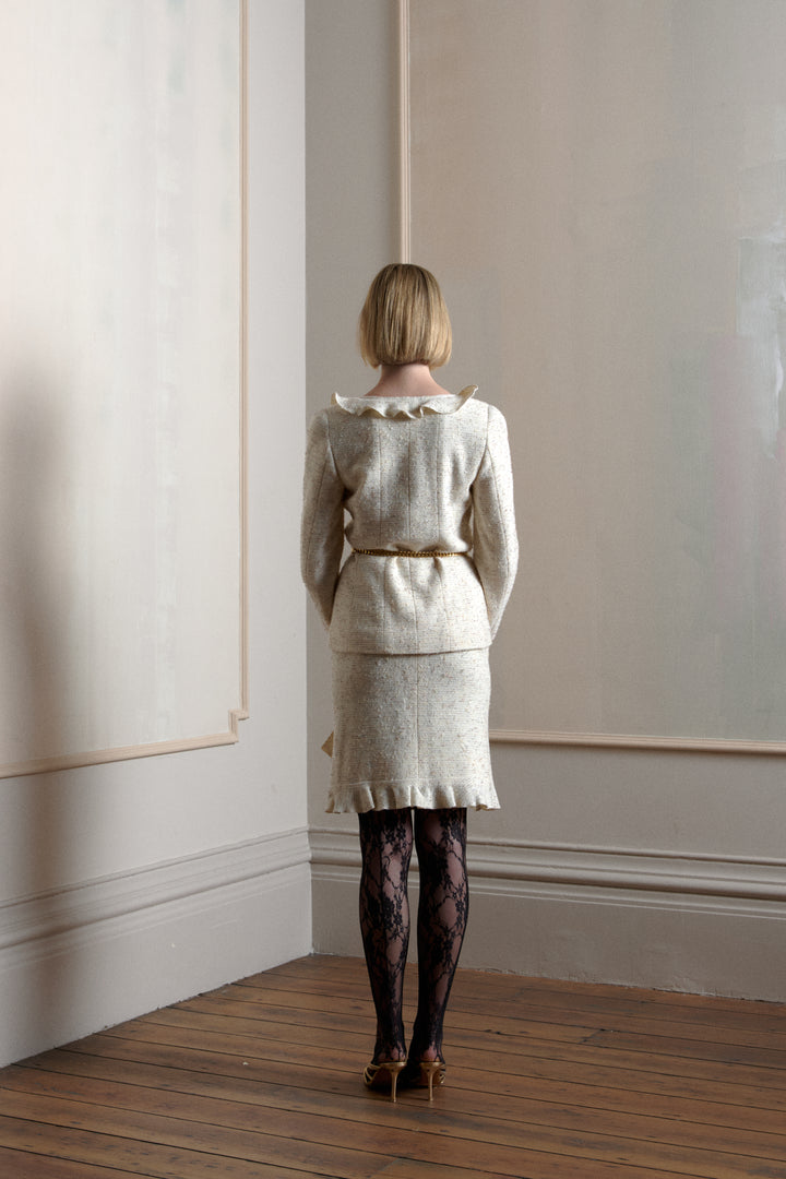 Chanel Ivory Tweed Suit with Matching Pouch Bag by Karl Lagerfeld (AW 1999)
