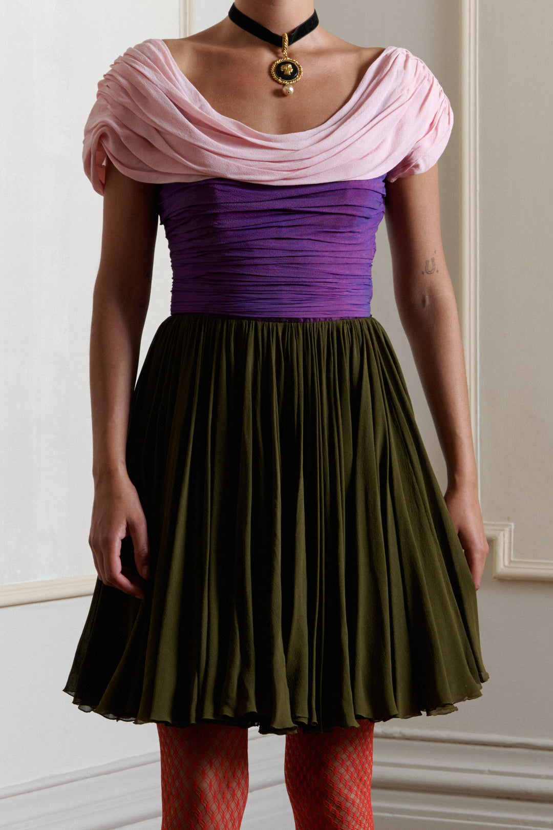 Christian Lacroix Haute Couture Fit and Flare Chiffon Dress (SS 1990)