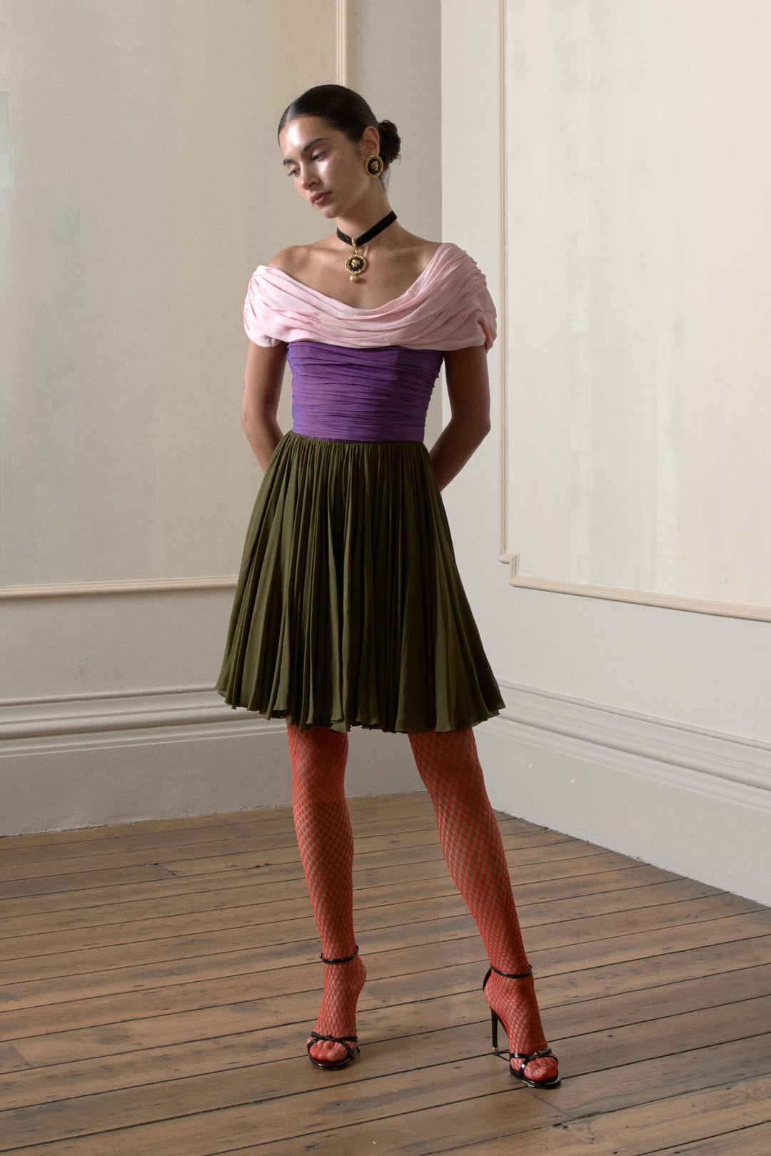 Christian Lacroix Haute Couture Fit and Flare Chiffon Dress (SS 1990)