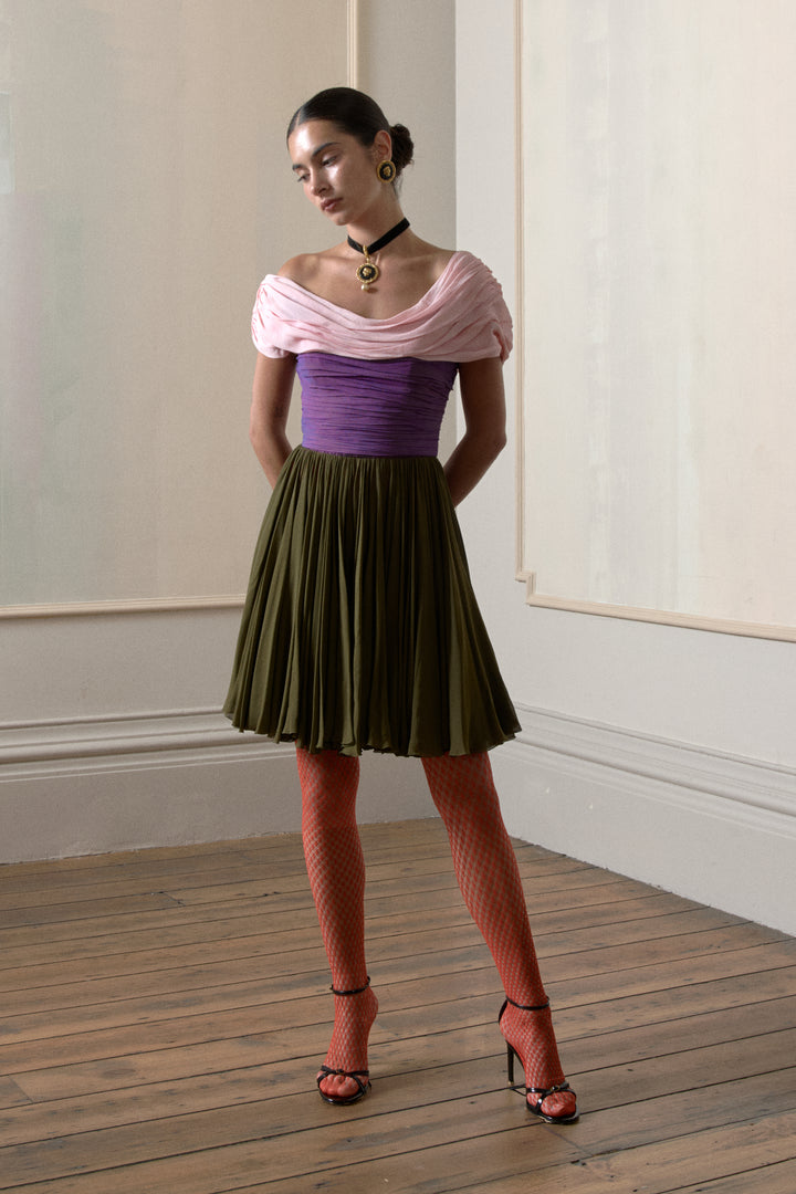 Christian Lacroix Haute Couture Fit and Flare Chiffon Dress (SS 1990)