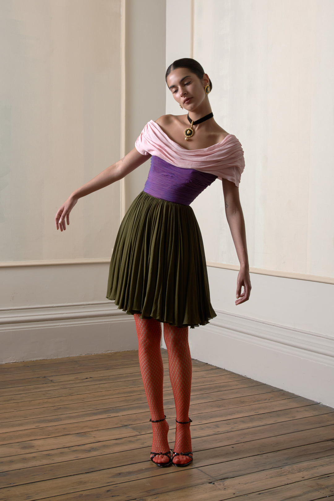 Christian Lacroix Haute Couture Fit and Flare Chiffon Dress (SS 1990)