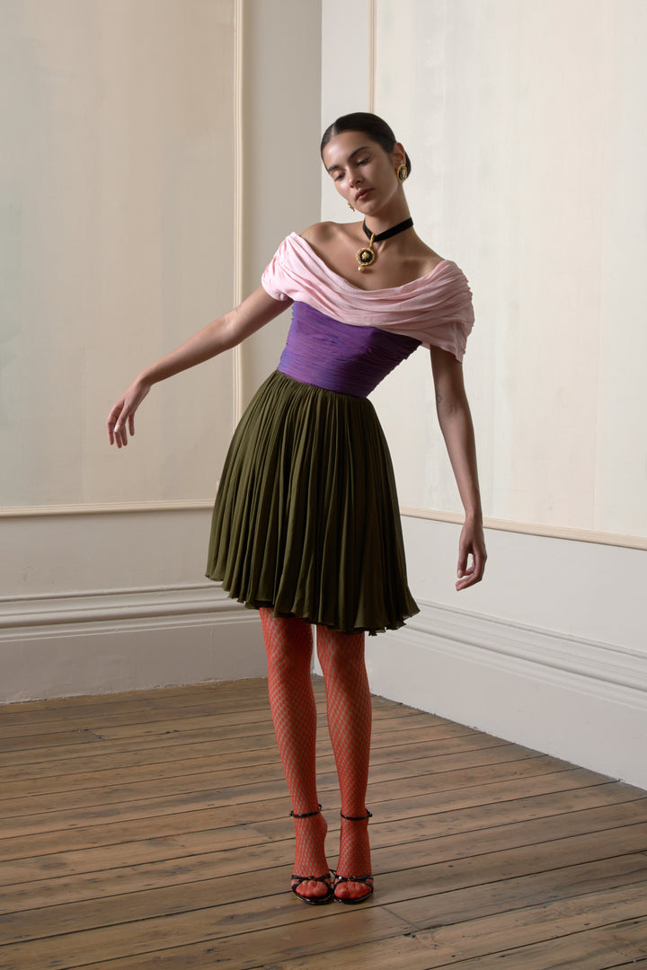 Christian Lacroix Haute Couture Fit and Flare Chiffon Dress (SS 1990)