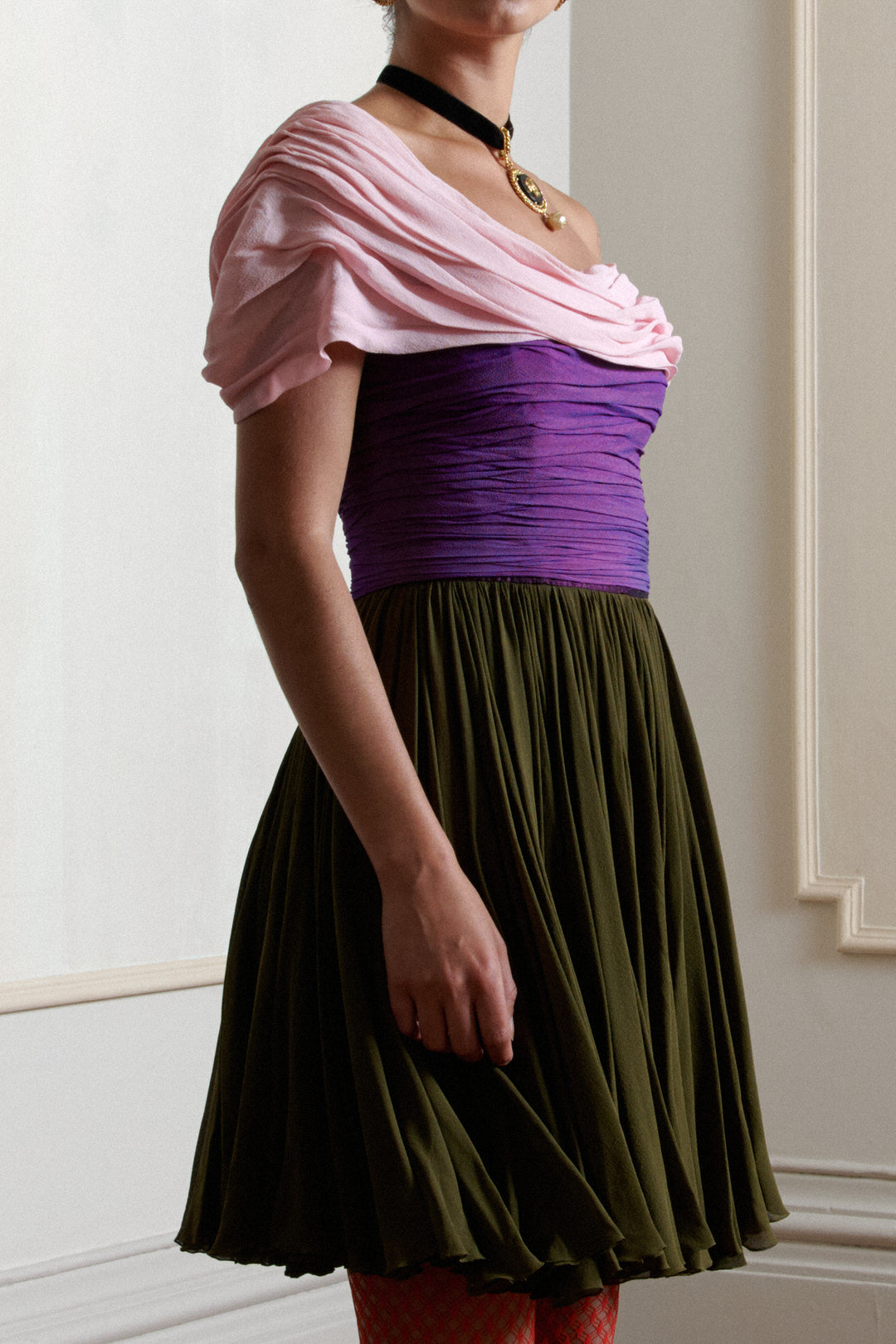 Christian Lacroix Haute Couture Fit and Flare Chiffon Dress (SS 1990)