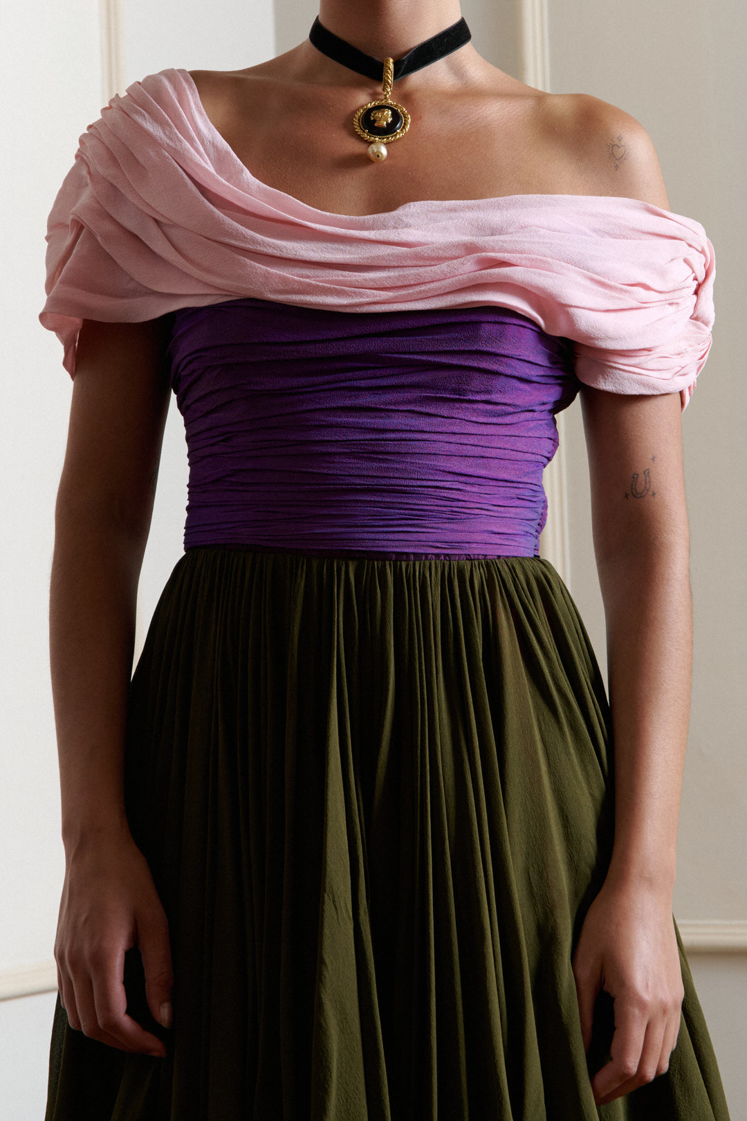 Christian Lacroix Haute Couture Fit and Flare Chiffon Dress (SS 1990)
