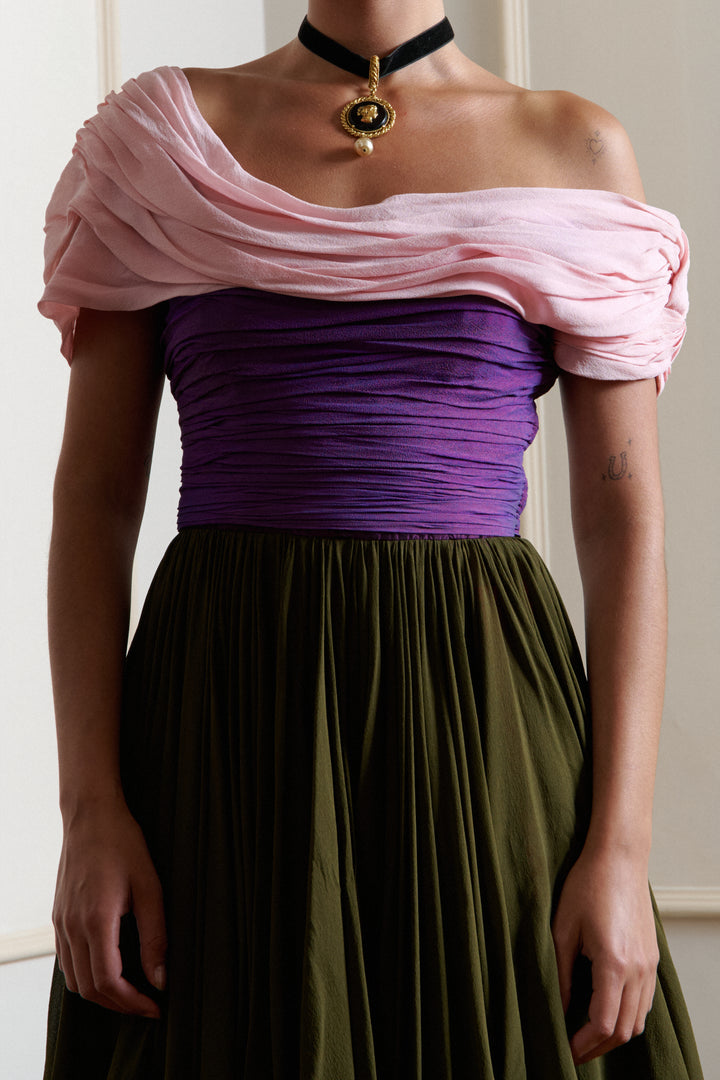 Christian Lacroix Haute Couture Fit and Flare Chiffon Dress (SS 1990)