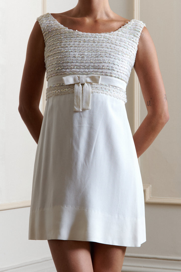 Jacques Esterel Haute Couture White Sequin Cocktail Dress (c. 1968)