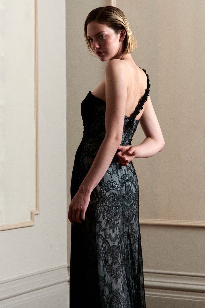 Valentino Black Crepe and Lace Gown (AW 2000)