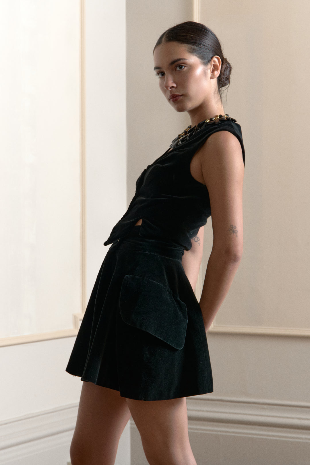 A Vivienne Westwood Black Velvet Skirt and Vest (c. 1990s)
