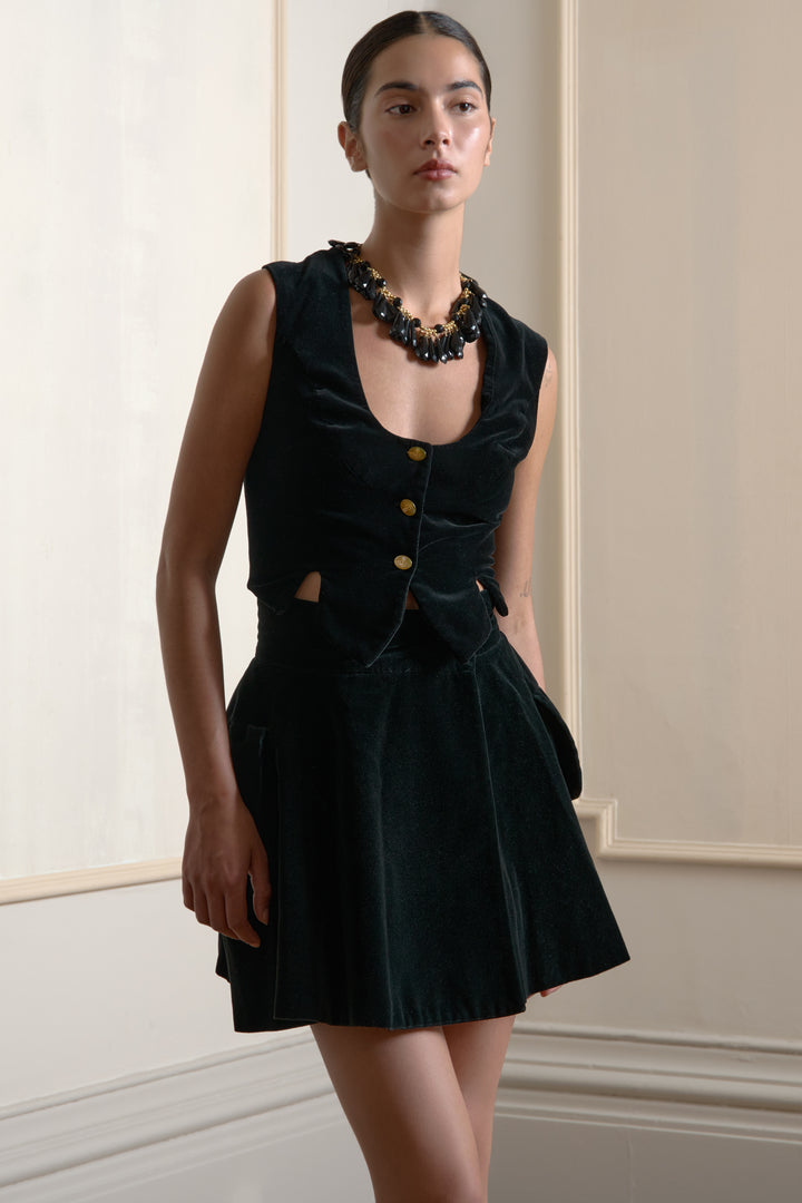 A Vivienne Westwood Black Velvet Skirt and Vest (c. 1990s)