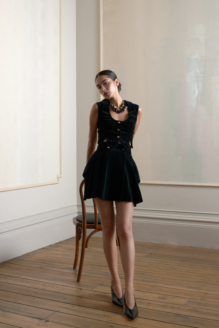 A Vivienne Westwood Black Velvet Skirt and Vest (c. 1990s)