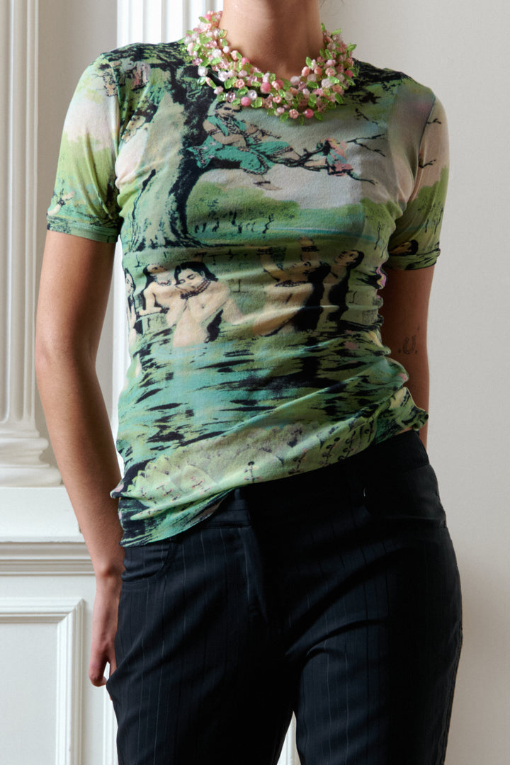 Jean Paul Gaultier Krishna Print Mesh T-shirt (SS 1998)