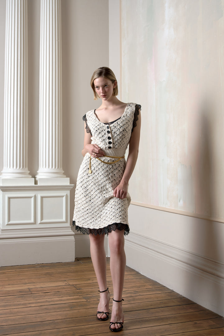 Chanel Silk Blend Knit Cream Dress by Karl Lagerfeld (SS 2008)