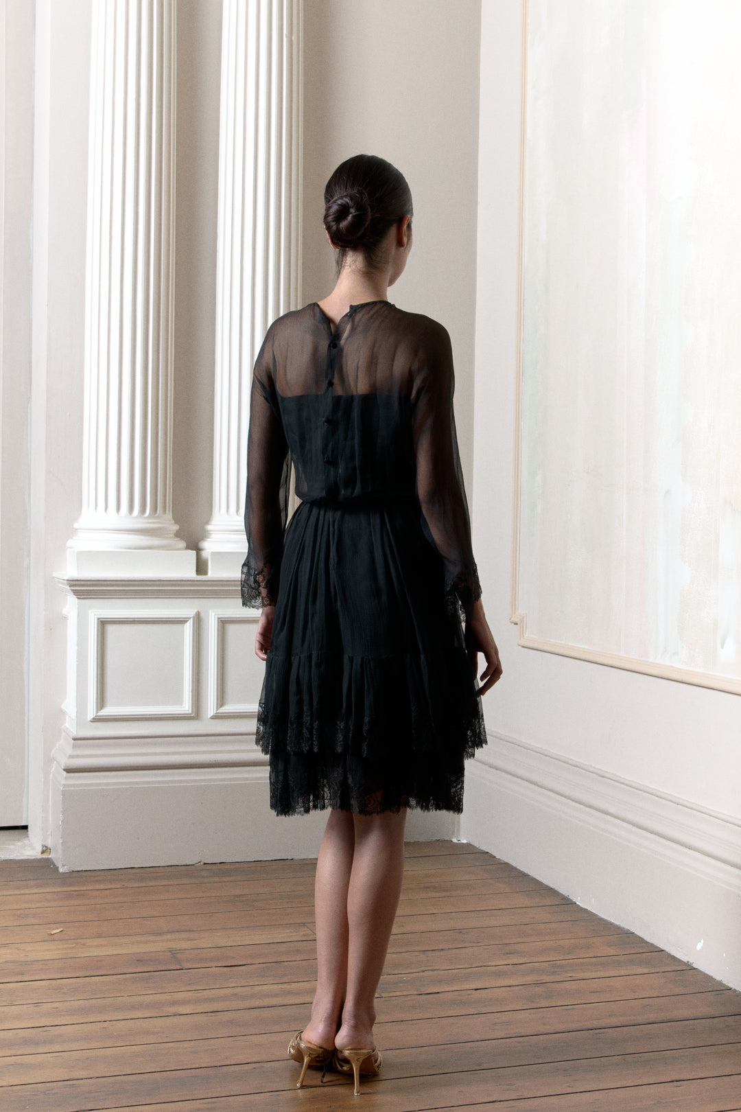 Christian Dior Haute Couture Cocktail Dress in Black Lace & Silk Chiffon (AW 1964)