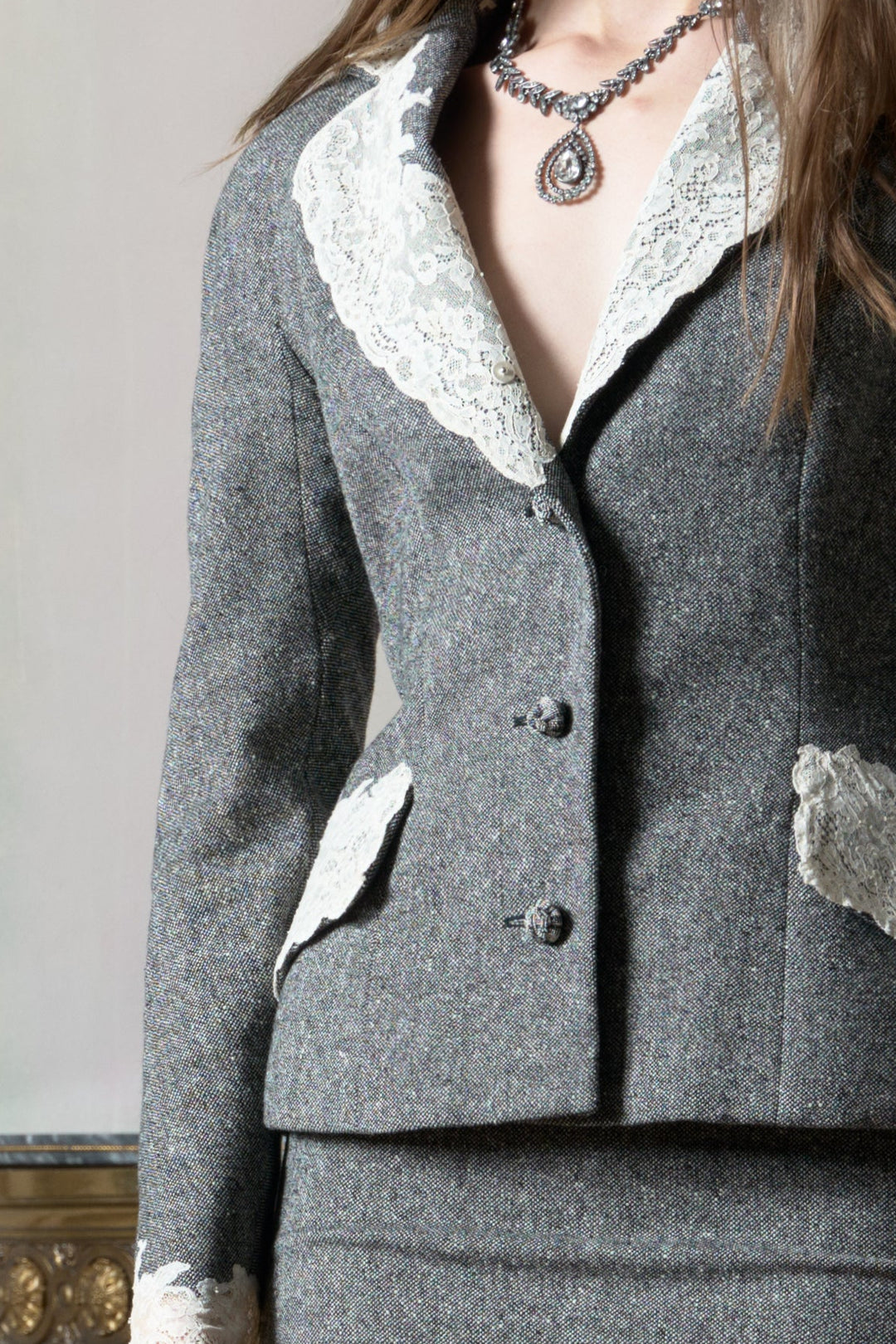 Christian Dior Grey Cashmere Skirt Suit by John Galliano (AW 1998)