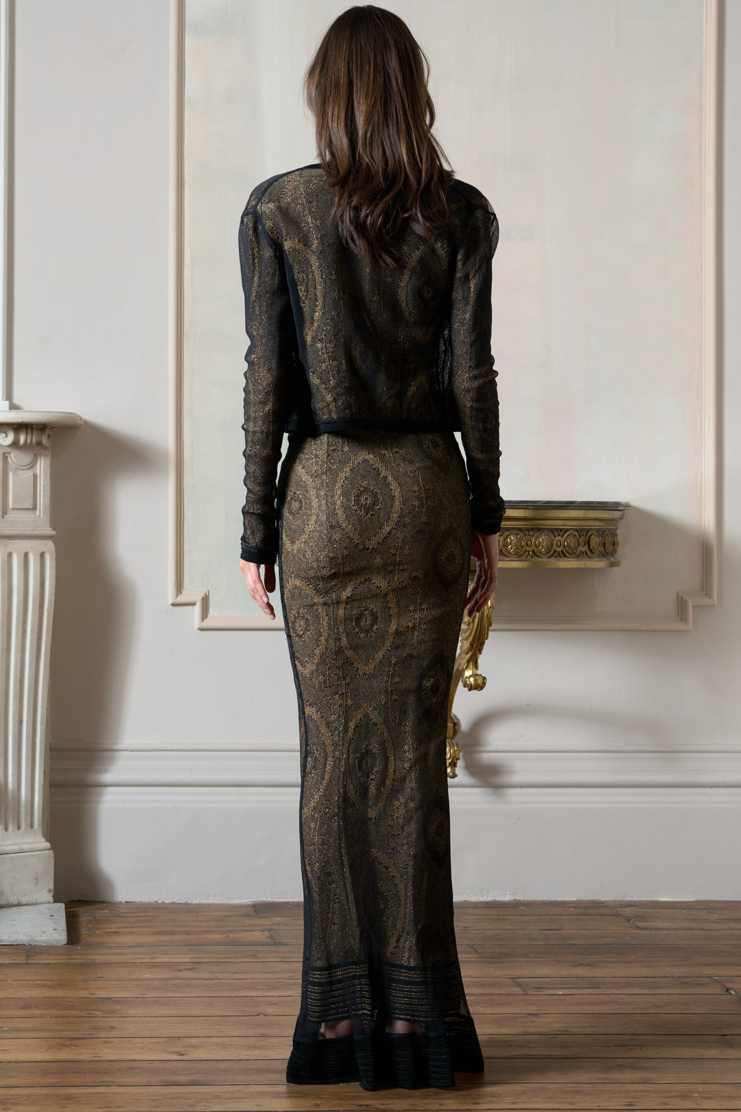 John Galliano Black and Gold Gown & Cardigan (SS 1998)