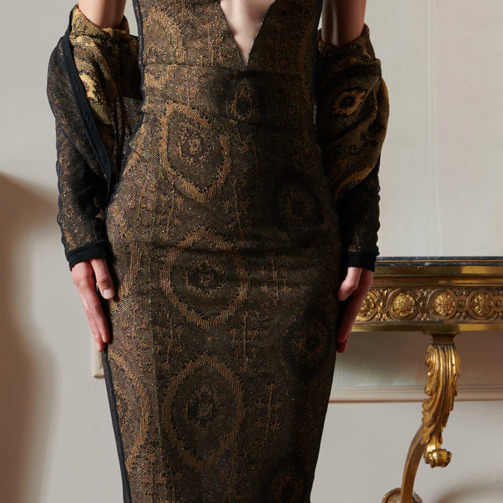John Galliano Black and Gold Gown & Cardigan (SS 1998)