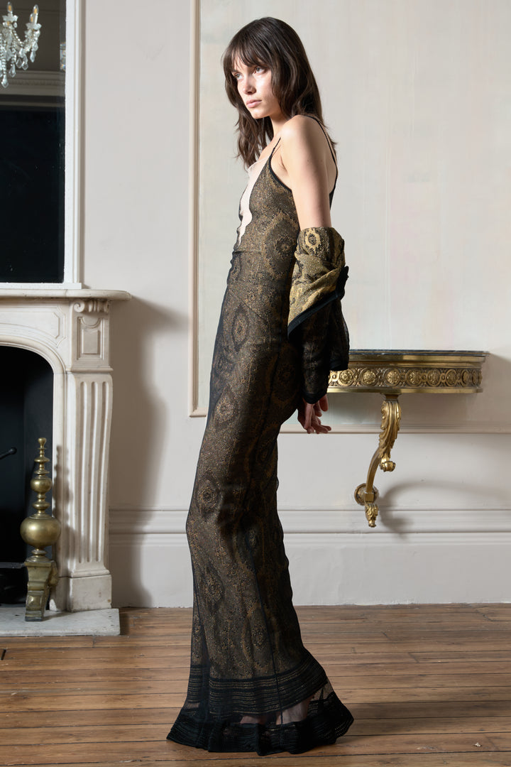 John Galliano Black and Gold Gown & Cardigan (SS 1998)