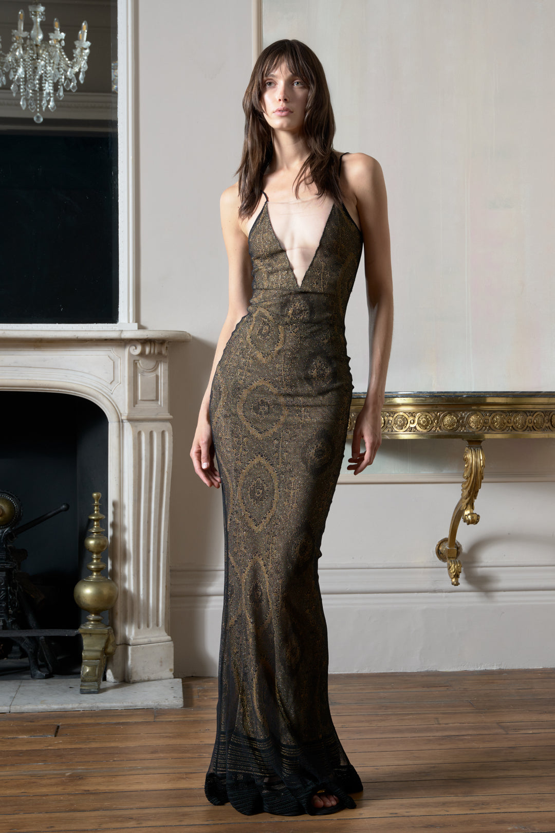 John Galliano Black and Gold Gown & Cardigan (SS 1998)