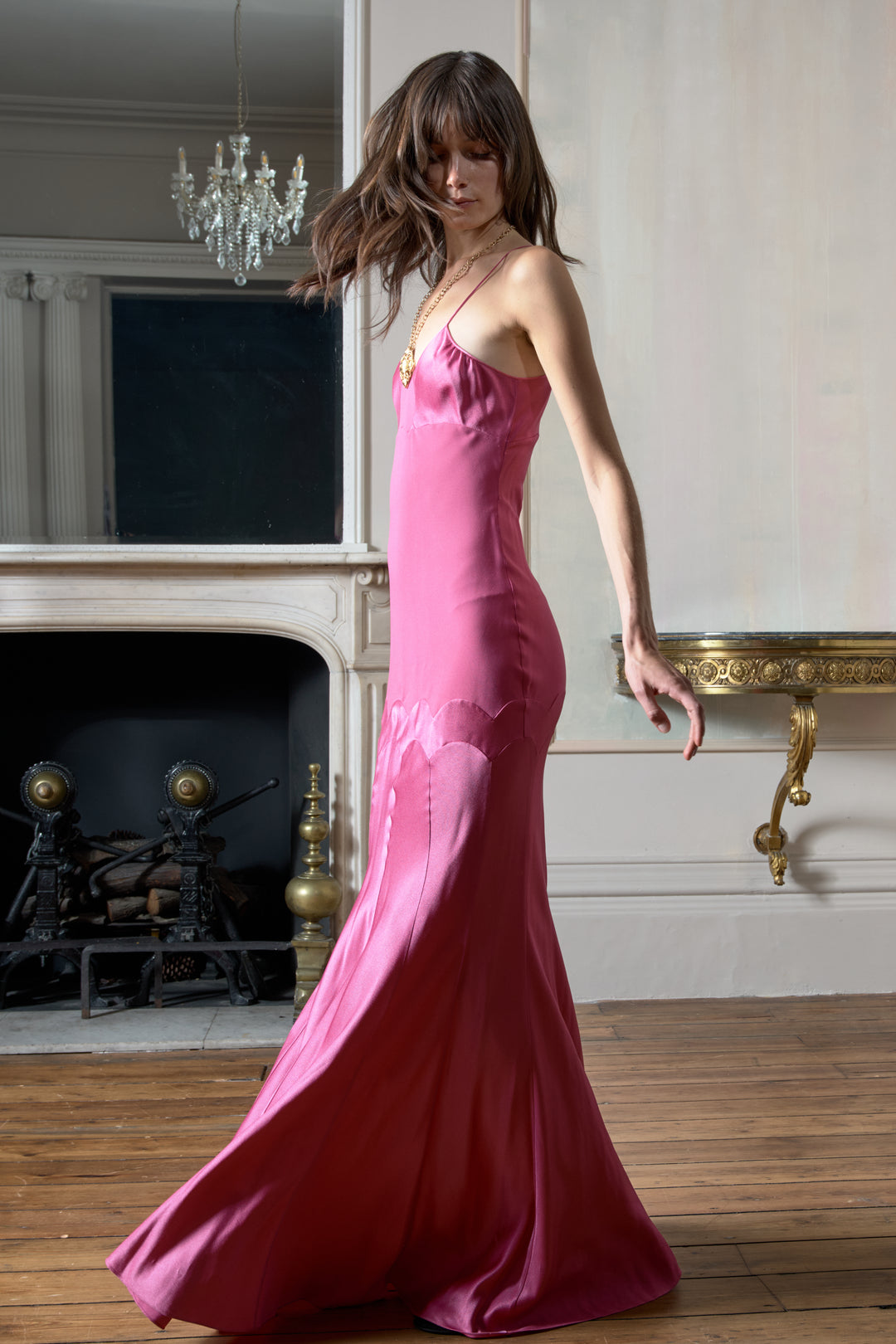 John Galliano Rose Bias Cut Scalloped Hem Dress (AW 1998)
