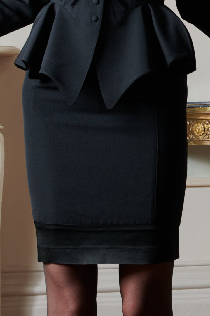 Thierry Mugler Couture Black Cotton and Velvet Skirt Suit (AW 1992)