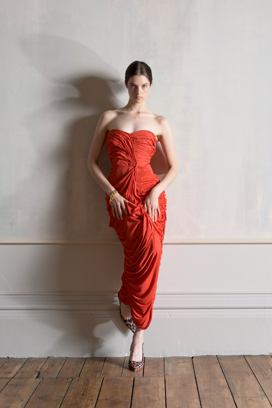 Loris Azzaro Red Jersey Evening Dress (c. 1987)
