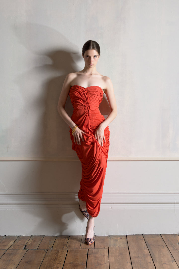 Loris Azzaro Red Jersey Evening Dress (c. 1987)