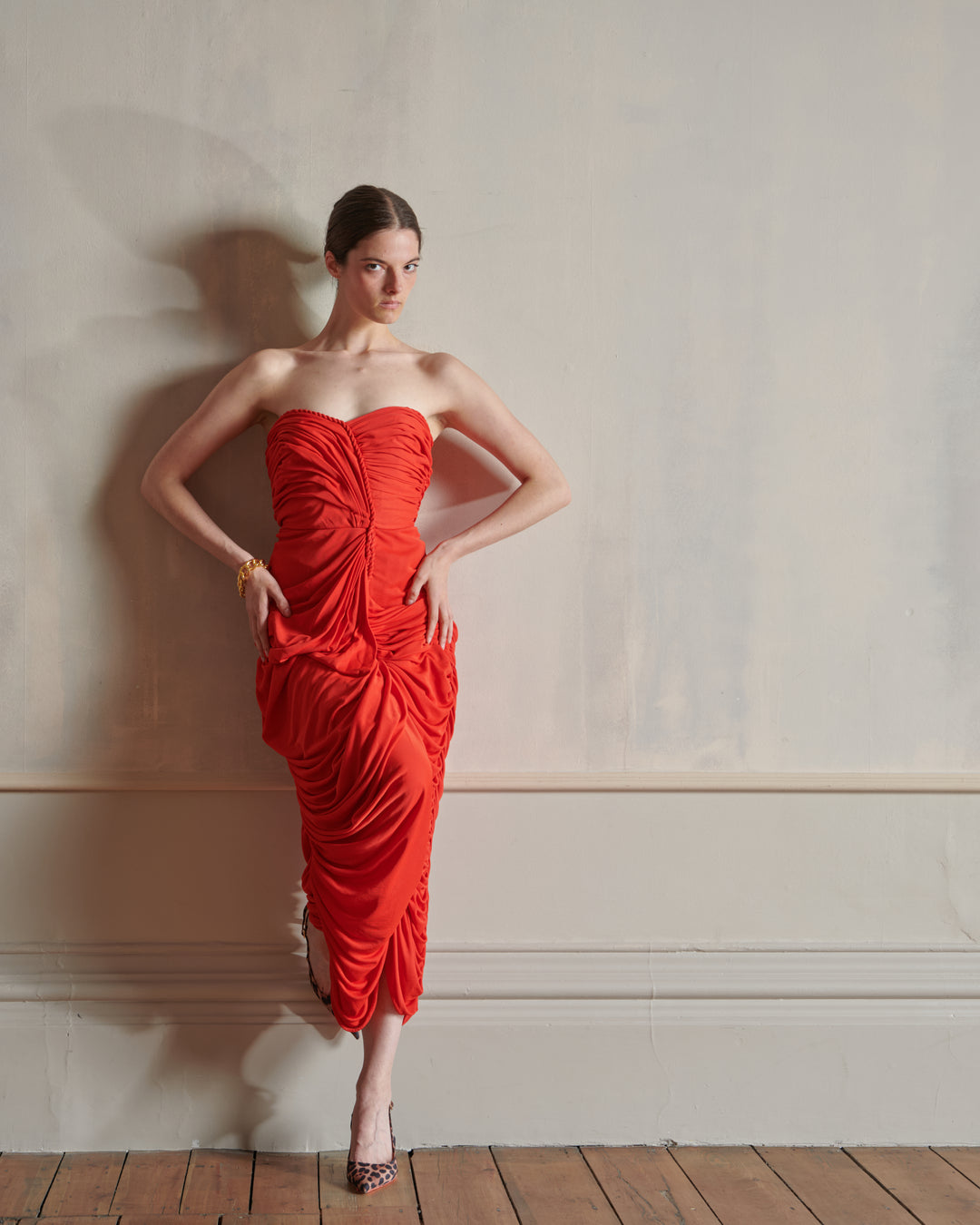 Loris Azzaro Red Jersey Evening Dress (c. 1987)