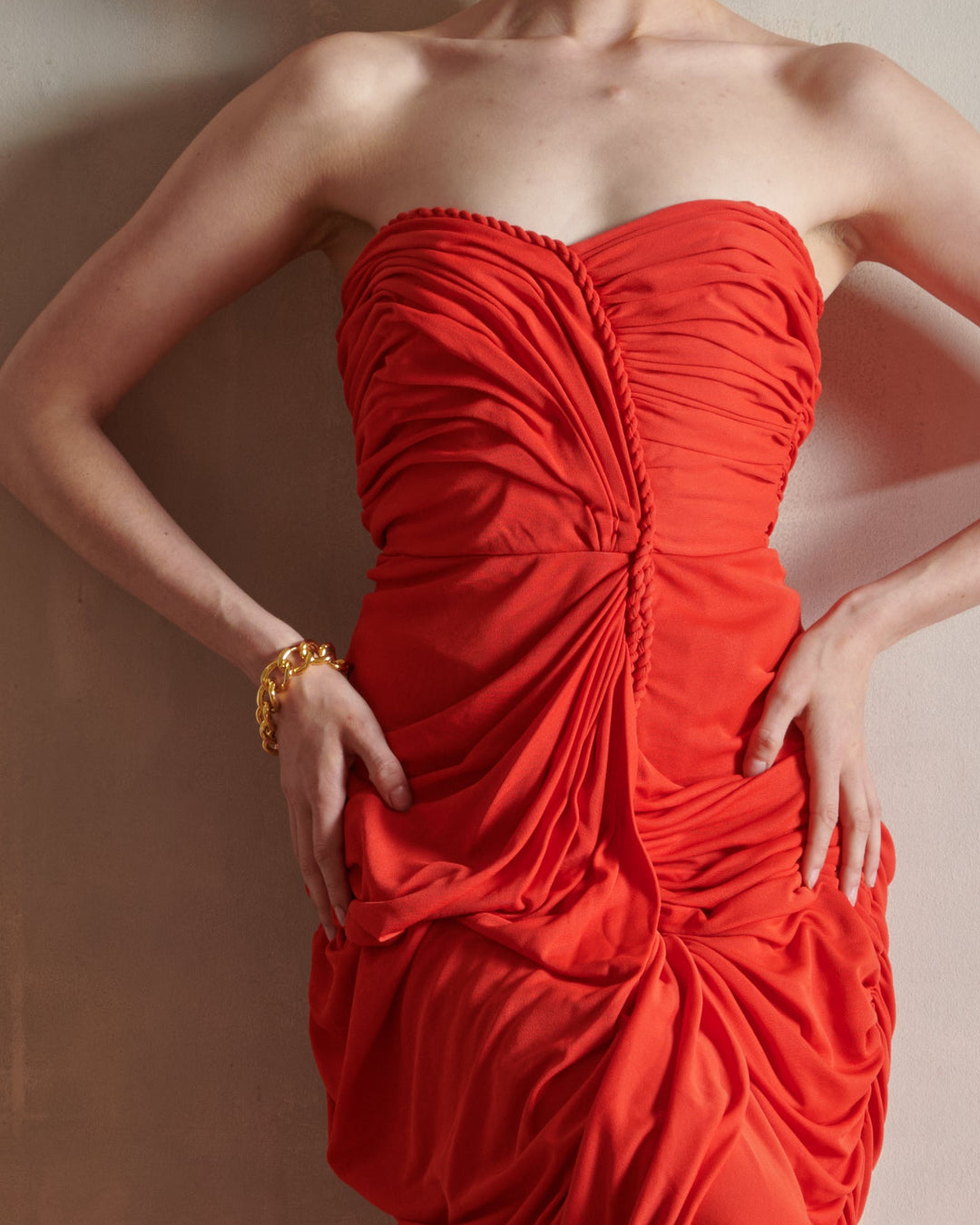 Loris Azzaro Red Jersey Evening Dress (c. 1987)