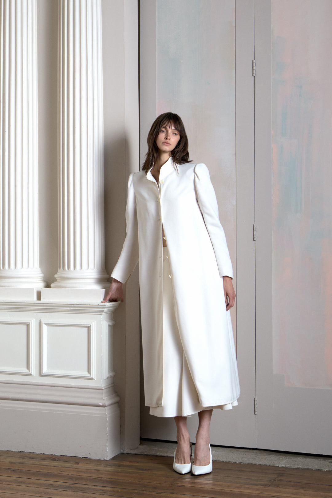 Chloé White Wool Coat and Skirt Ensemble (c. 1980s)