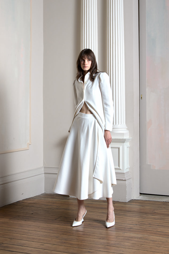 Chloé White Wool Coat and Skirt Ensemble (c. 1980s)