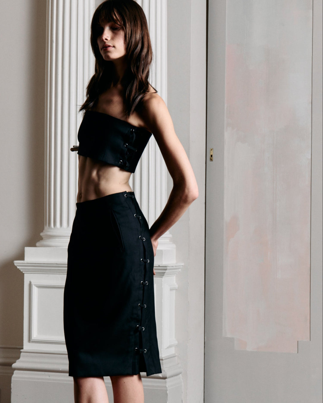 Yves Saint Laurent Black Bandeau Top and Skirt Set by Tom Ford (AW 2001)